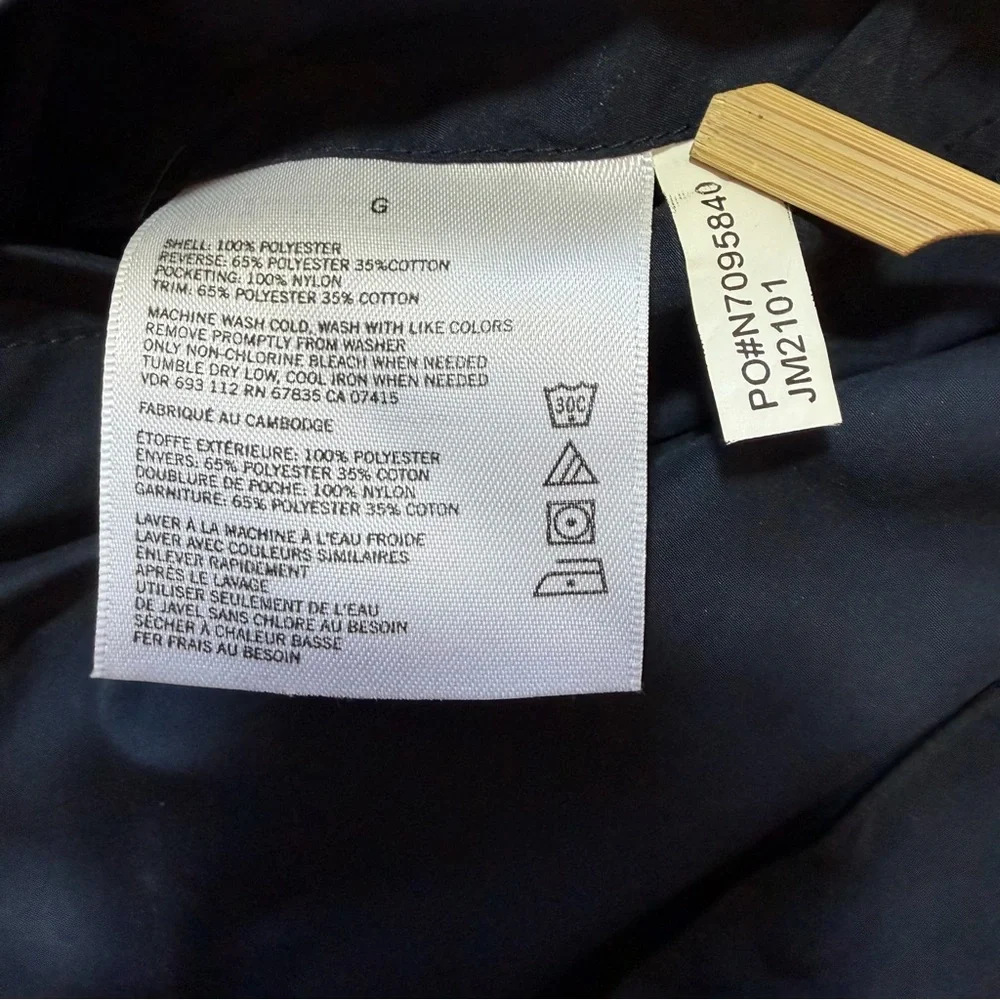 Vintage Nautica‎ Men’s Large Reversible Windbreaker Bomber Jacket Navy Heathered